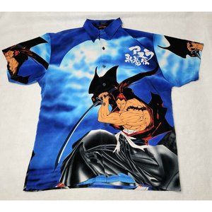 Vintage DTEK Shirt Japanese Anime Samurai Showdown Genjuro Size M Blue RN-82930